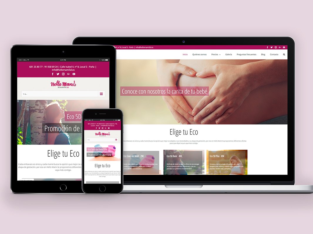 vistas web responsive de Hello Mami 5D Creative Studio