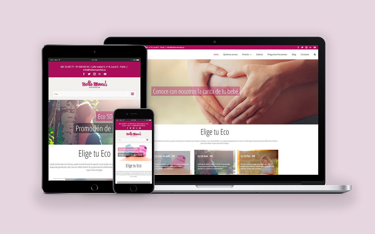 vistas web responsive de Hello Mami 5D Creative Studio