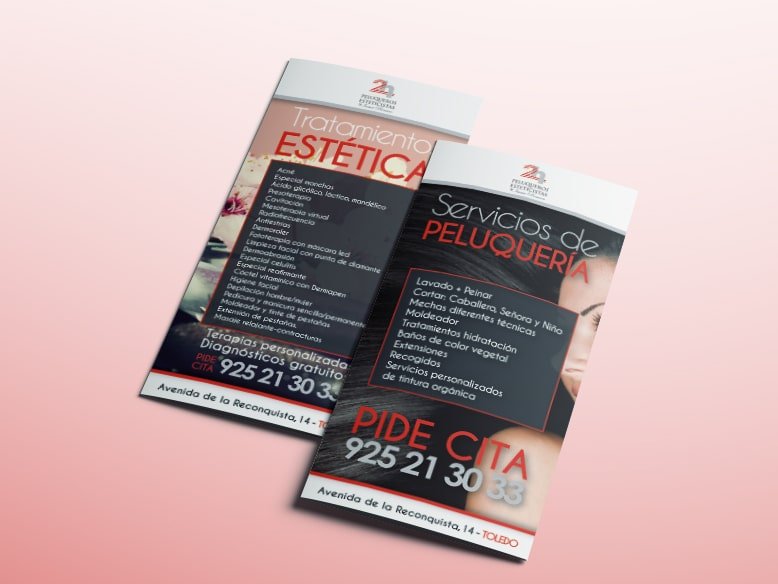 Folletos 2h peluqueros y esteticistas - Creative Studio, Diseño, Web y Publicidad en Toledo