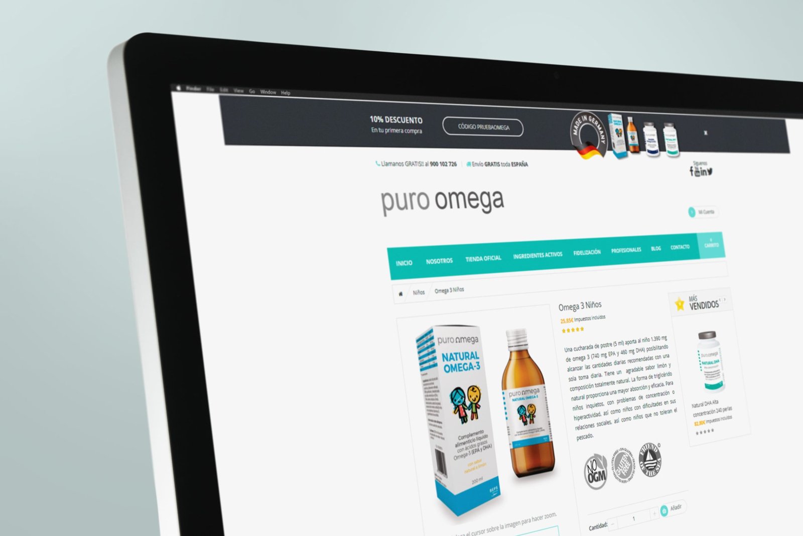 Omega 3 para niños Puro Omega - Creative Studio, diseño, web y publicidad en Toledo