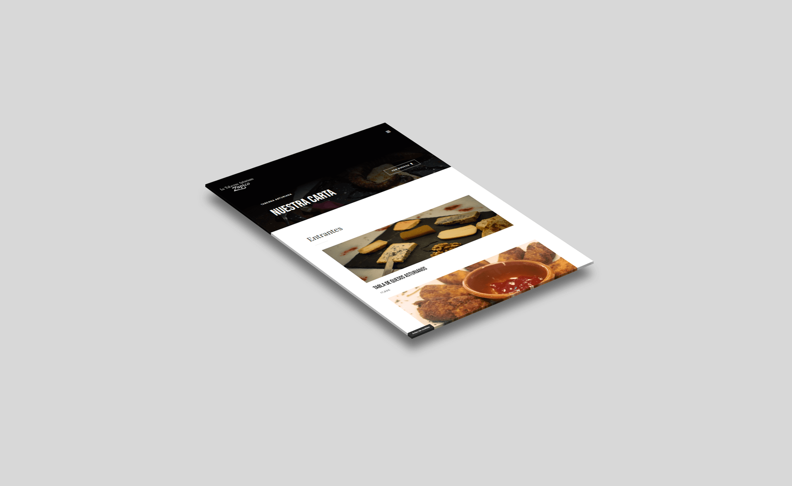 Carta Página web Taberna Asturiana Zapico - Creative Studio, diseño, web y publicidad en Toledo