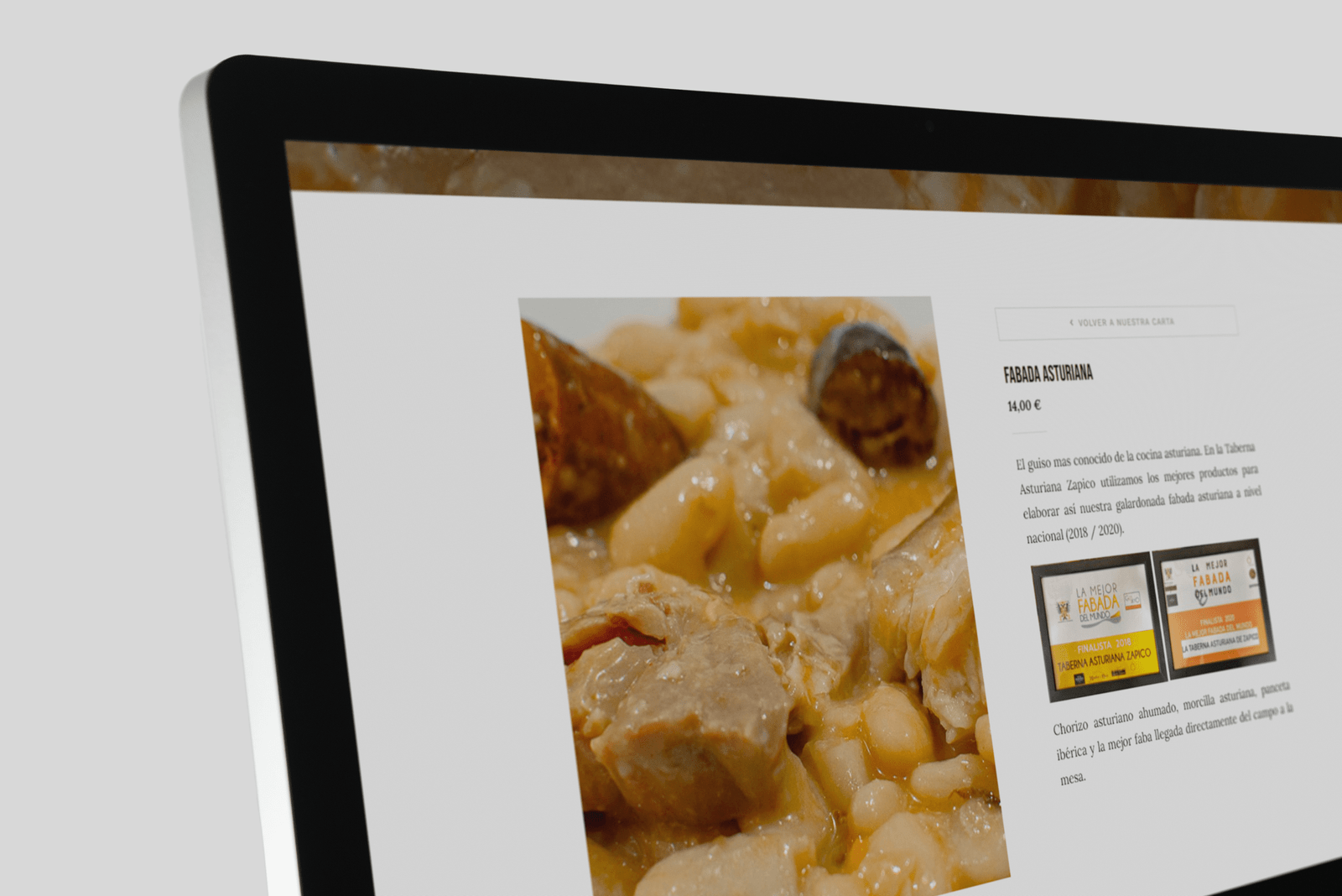 Producto página web Taberna Asturiana Zapico - Creative Studio, diseño, web y publicidad en Toledo